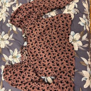 Madewell Black Floral on Mauve Top